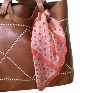 💥 CLEARANCE Vintage Floral Silk Scarf 19.5" x 20" Coral